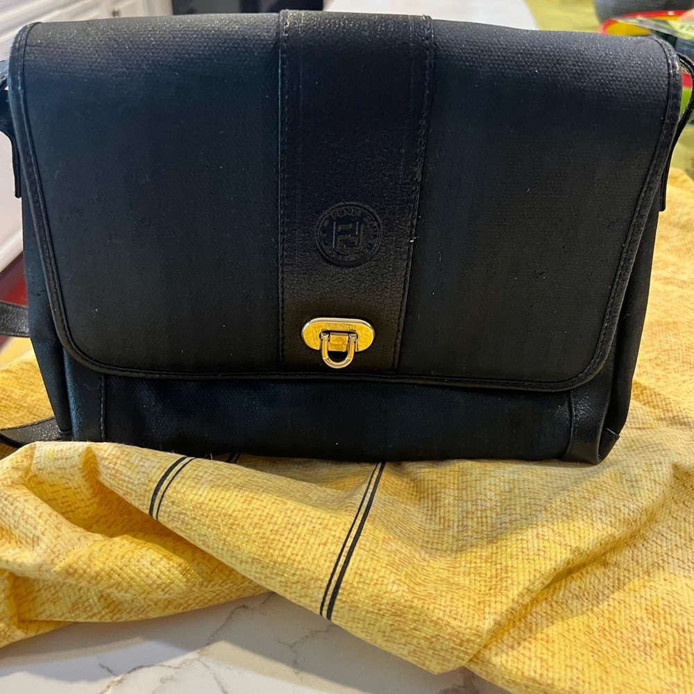 Black Crossbody Bag with Gold Hardware